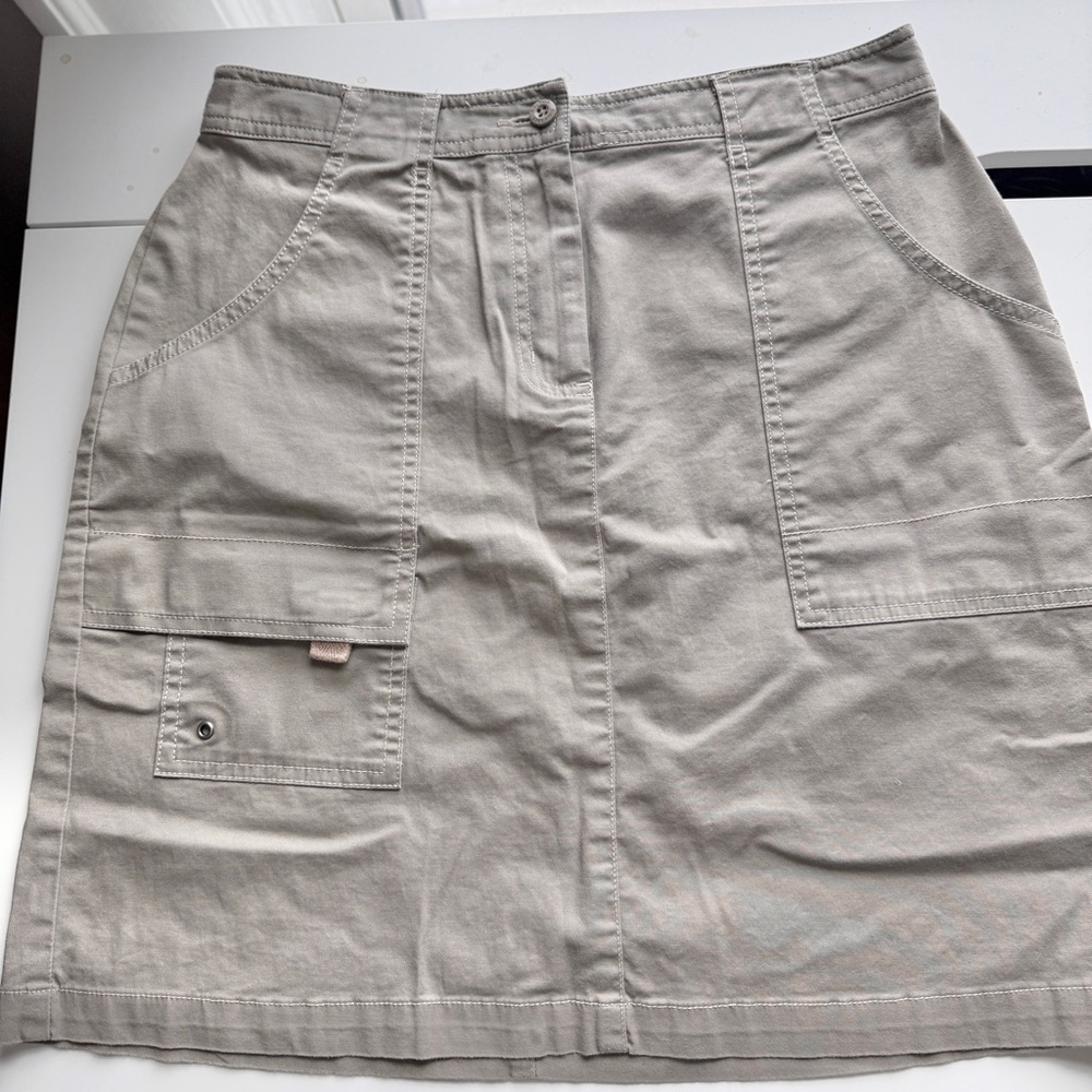 LL BEAN | TAUPE UTILITY CARGO STYLE COTTON MINI SKIRT SIZE 10 PETITE - Picture 7 of 11